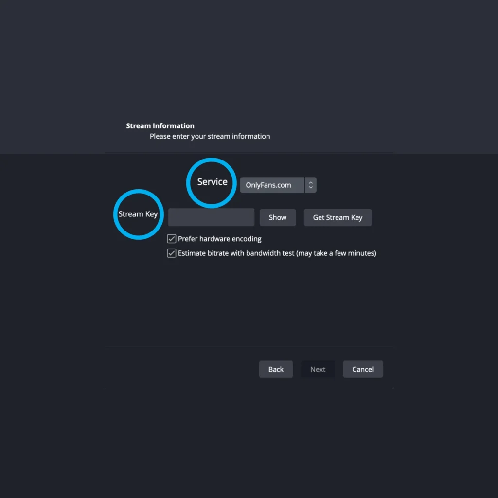 Enter Your Streaming Info